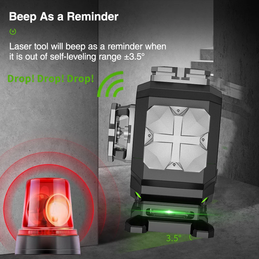 Osram S03DG 3D Green Beam 12 Line Laser Level with Hard Carry Case,Bluetooth Fun