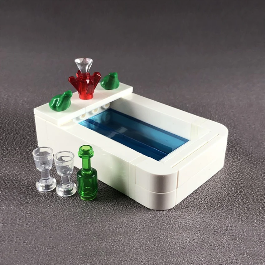 Single Legoeds City Figure Accessories Home Scene Bathroom Bath Tub Building Blocks MOC Brick Children DIY Kit Toy Gift (3)