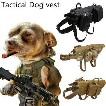 

Tactical Patrol Dog Vest Harness Enforcement Multifunction Vest with 3 Pouches Hunting Airsoft Dog Clothes