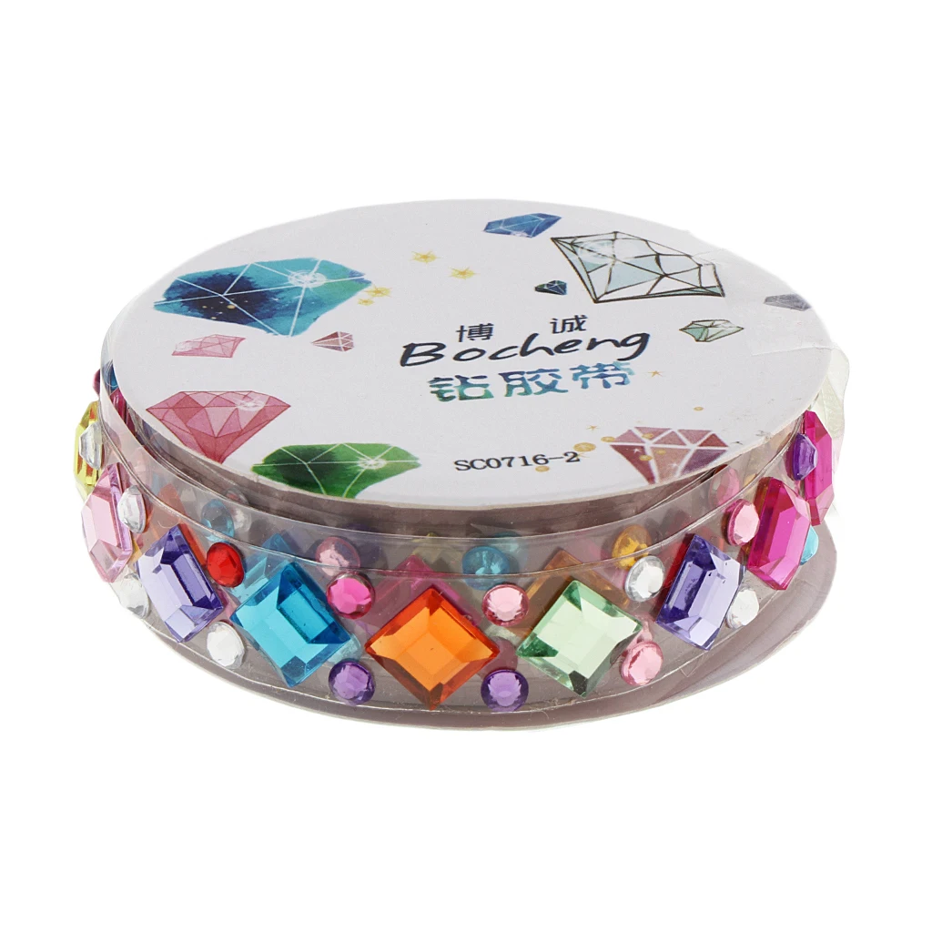 6 Rolls Bulk Lots Self-Adhesive Rhinestone Sticker Bling Craft Jewels Crystal Gem Stickers Tape Roll Assorted Size and Shapes