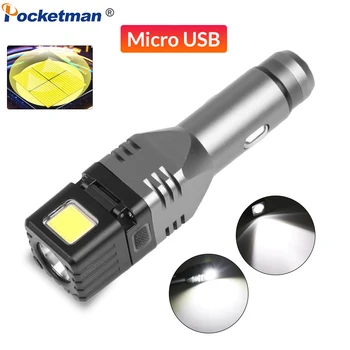

Powerful Tactical Flashlight USB Rechargeable COB LED Torch Car Charging Multi-function Flashlight with Built-in Battery Camping