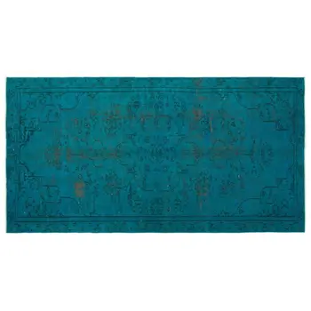 

Handmade Turquoise Vintage Overdyed Turkish Area Rug 151x286 Cm-4'11''X9'5''