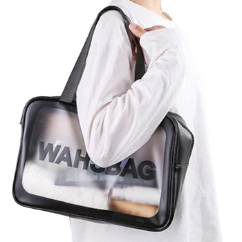 

Large Capacity PU PVC Makeup Cosmetic Bags for Women Portable Shoulder Messenger Storage Bag Multifuction Zipper Waterproof Case