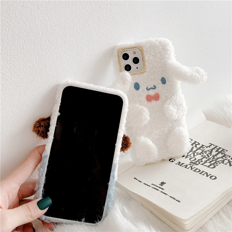 Для iphone 11 Pro Max милый Sanrio 3D Cinnamoroll Purin теплый плюшевый мягкий чехол для телефона для iphone 7 7plus 8 8plus X XR XS MAX чехол