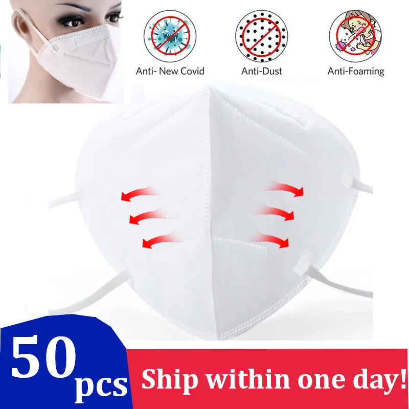 

KN90 5 Layers Protection Mask Anti-sneeze Face Mouth Dust Mask Filter Bacteria Proof Filtration Mask White KN 90 Safety mask