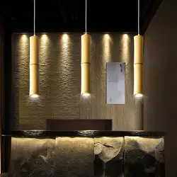 Современный светодиодный деревянный подвесной светильник Новая китайская Подвесная лампа под бамбук скандинавский ресторан кухня