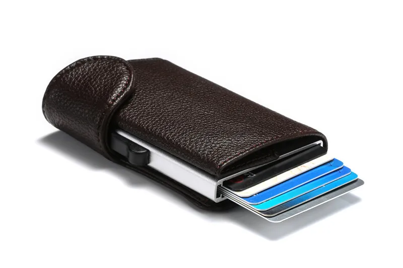 Новые Rfid противоугонные мужские держатели для карт из искусственной кожи, металлические кошельки для визиток, женские смарт-тонкие карманные клатчи, Прямая поставка