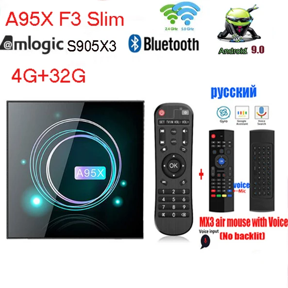 ТВ приставка A95X F3 Slim Android 9 0 Amlogic S905X3 4 ГБ 64 Wi Fi 4K 8K 60fps Y0utube Smart TV|ТВ-приставки и