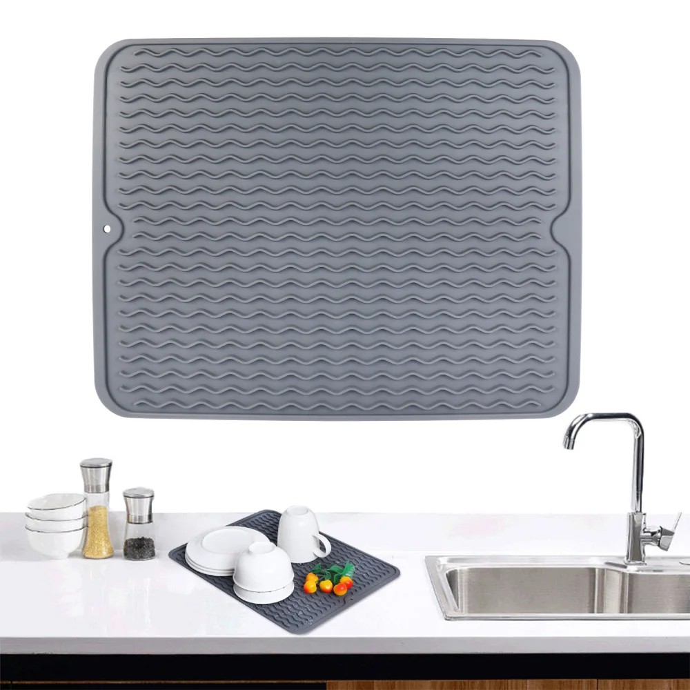 

1pc Helpful Practical Safe Silicone Draining Pad Tableware Drying Mat Drying Mat Dish Drain Pad for Home