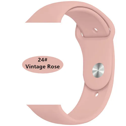 Ремешок Silikon Pulseira zubehyor Für apple Uhr 4 band 38 мм 42 мм наручный браслет für Iwatch серия 4 40 мм 44 мм apple uhr band - Цвет ремешка: vintage rose 24