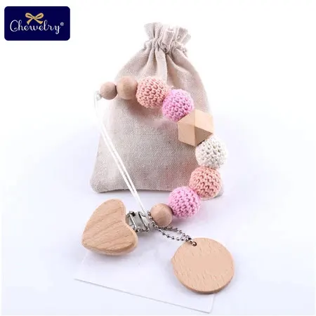 Heart with bag Давайте сделаем детский Прорезыватель 1 шт. соска цепь слон деревянный зажим геометрические крючком бусины с сумкой деревянный Прорезыватель крошечные игрушки на палочке - Цвет: Heart with bag