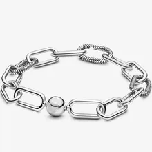 925 пробы серебряный браслет Me Link со змеиным узором, с круговой застежкой, подходит для женщин, с бусинами, очаровательное модное ювелирное изделие
