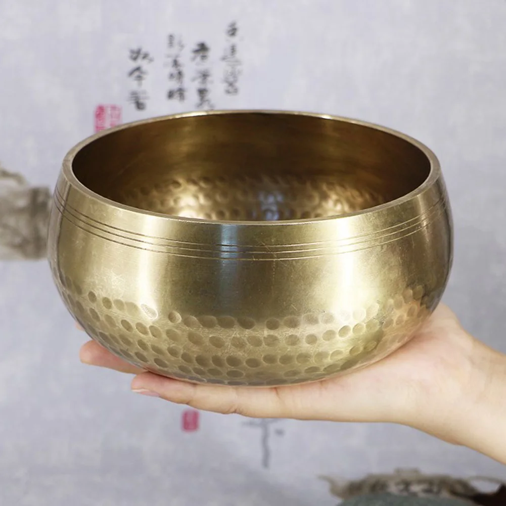 Yoga Relax Meditation Mindfulness Tibetan Singing Bowl Set Buddhist With Mallet Sound Copper Decorative Handcrafted Ornament