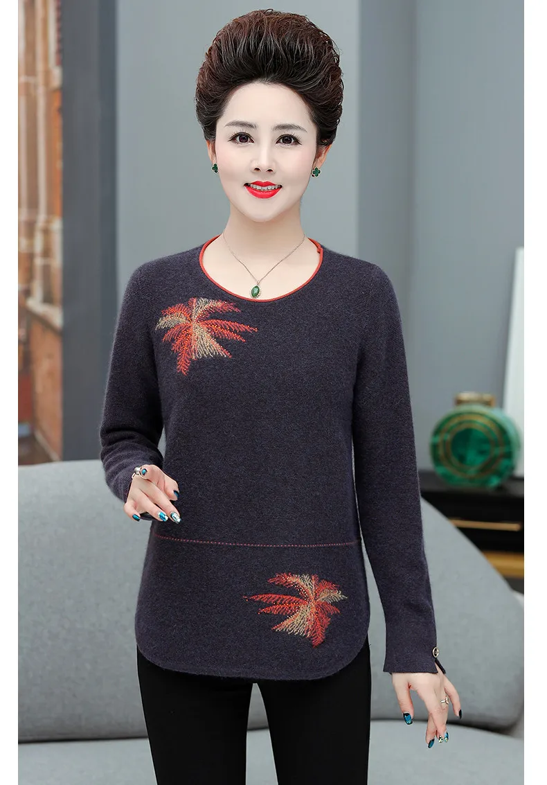 XJXKS autumn winter new women sweater loose plus size fashion printing mink cashmere knitted sweater women pullover