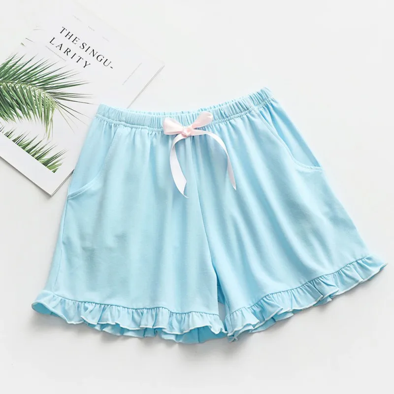Summer Loose Fresh Short Solid Color Sleep Sexy Women Sleep Bottoms Cotton Shorts Elastic Waist Ladies Casual home pajamas pants