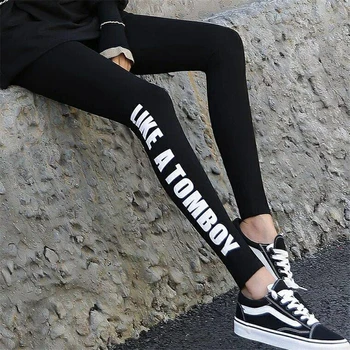 

Fashion Women Leggings Spring Autumn Plus Velvet Letter Printed Casual Pants Outdoor Sports Leggings Slim Long Pants O4