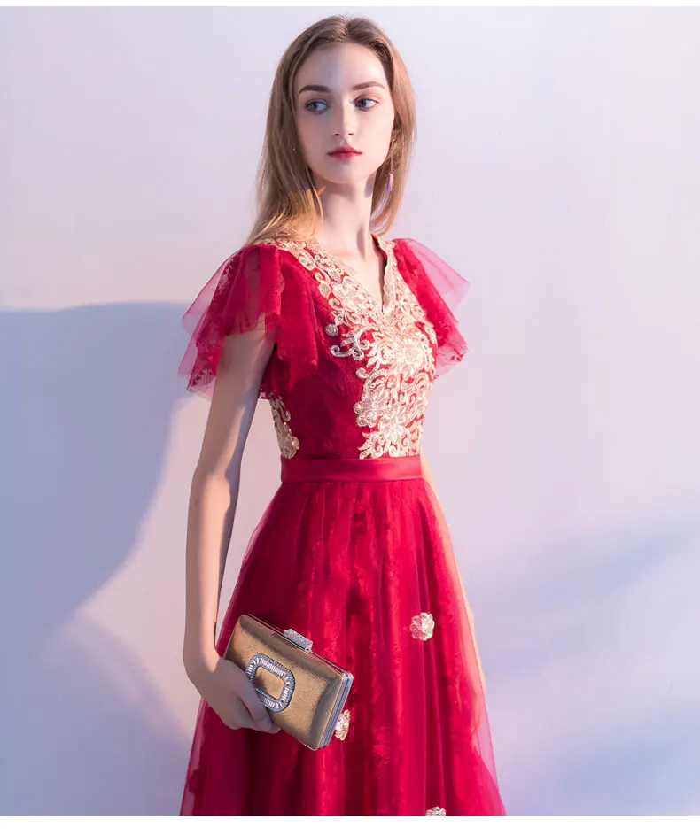 Robe De Soiree новые бордовые элегантные вечерние платья с вышивкой Длинные Выпускные платья vestido de festa Бальные платья