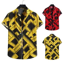 Verão camisa de diamante masculina casual blusa de manga curta topo hawaii maré marca camisa amarela venda quente tropical férias camisa