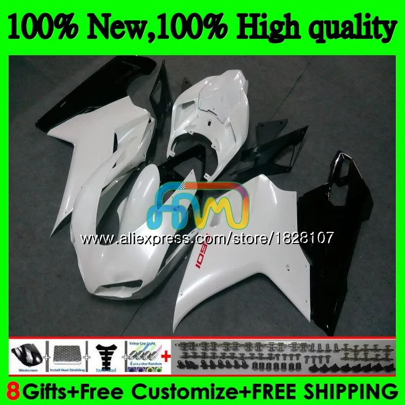 848 1098 для поездок на мотоцикле DUCATI 848R 1098R 1198 07 08 09 10 11 70BS. 19 1098S 848S R 1198S ювелирные изделия из жемчуга белого 2007 2008 2009 2010 2011 2012 обтекатель
