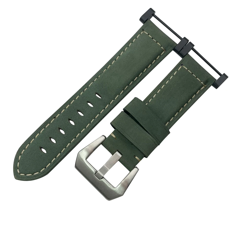green silver clasp HQ Crazy Horse ремешок для часов из натуральной кожи для Suunto серии Core - Цвет ремешка: green silver clasp