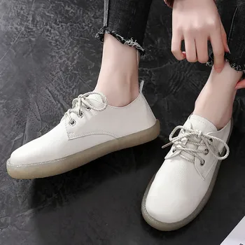 

2019 new wild leather soft bottom flat shoes comfortable non-slip maternity shoes round head tendon bottom women's shoes.