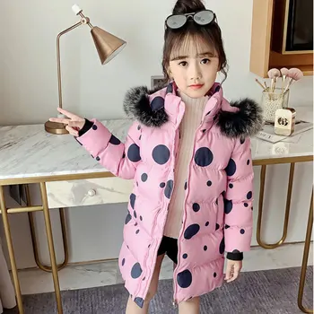 

Girls Winter Down Cotton Clothes Coat Kids Fashion Winter Clothes Children Clothing Long Padded Clothes for Girls 12 Years Park