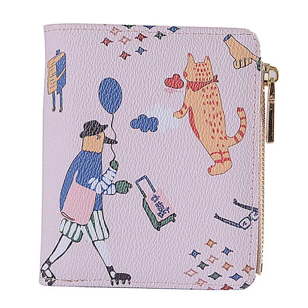 Light Pink Женский кошелек, женский короткий кошелек для монет, многофункциональный, Ретро стиль, студенческие, Мультяшные, складные сумки, кошельки, держатель для девушек, леди, Feminina - Цвет: Light Pink
