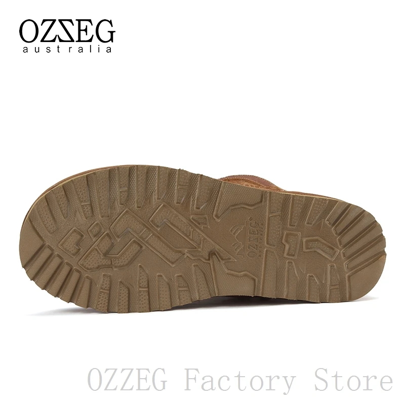 OZZEG; Роскошные брендовые классические зимние ботинки; австралийские женские ботинки из натуральной кожи; женские ботильоны на овечьем меху; зимняя обувь