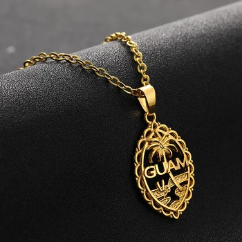 

Necklaces For Women Trendy Gold Color Guam Flag Map Pendant Jewelry Guam Country Maps Patriotic National Day Gift