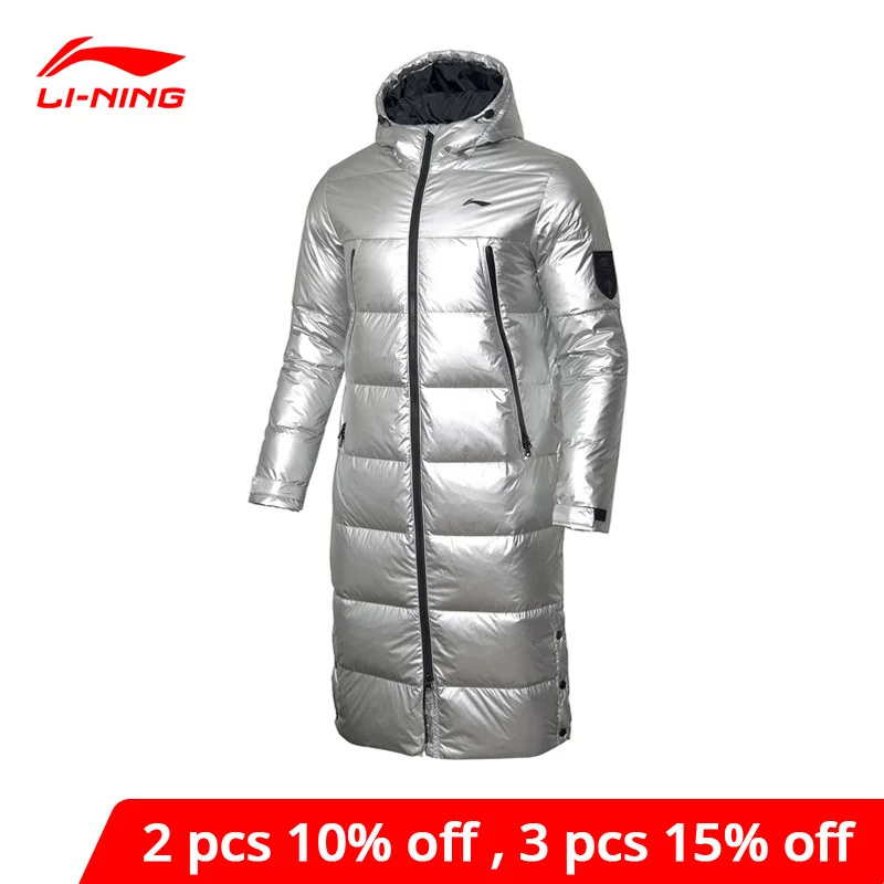 Мужской длинный пуховик для бадминтона Li-Ning зимняя теплая спортивная куртка с