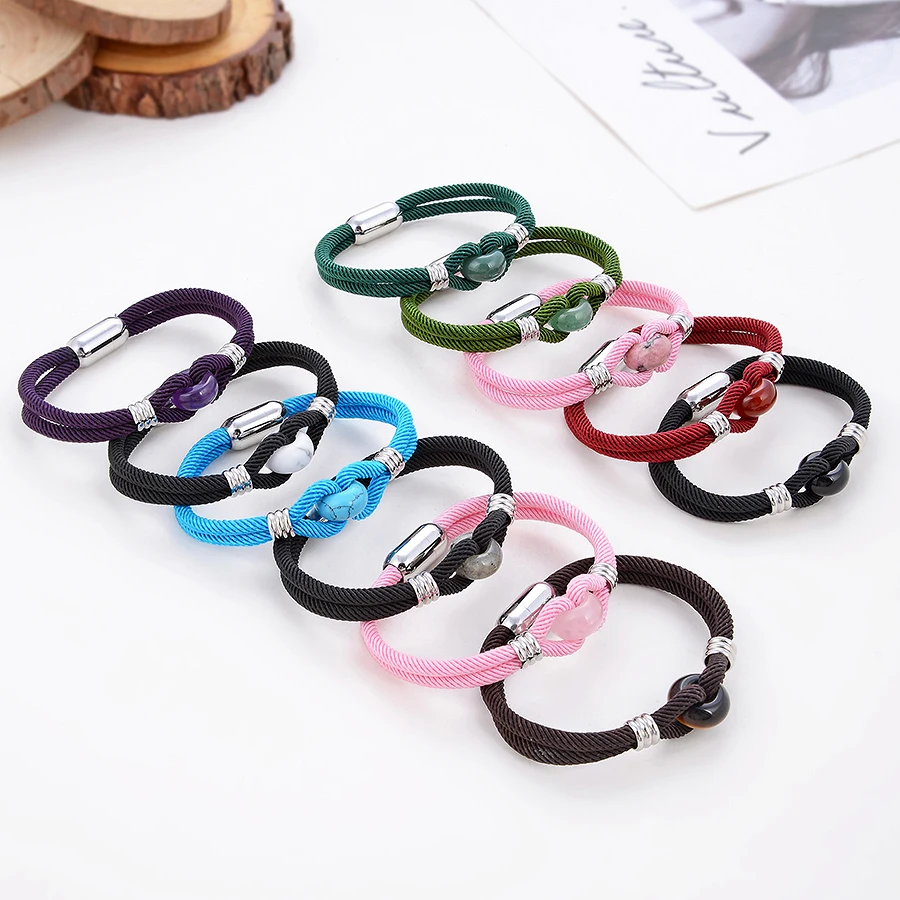 11 Color Milan Line Rope Women Bracelet Round Natural Tiger Eye Stone Charm Bracelets Stainless Steel Luxury Jewelry Wholesale - Image 5