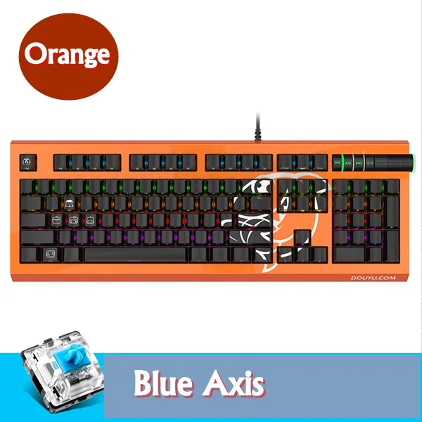 Orange Blue Axis Ajazz Douyu DKM800 RGB с подсветкой Мультимедиа USB Проводная Механическая игровая клавиатура боковые резные брелки черная Ble Axis - Цвет: Orange Blue Axis