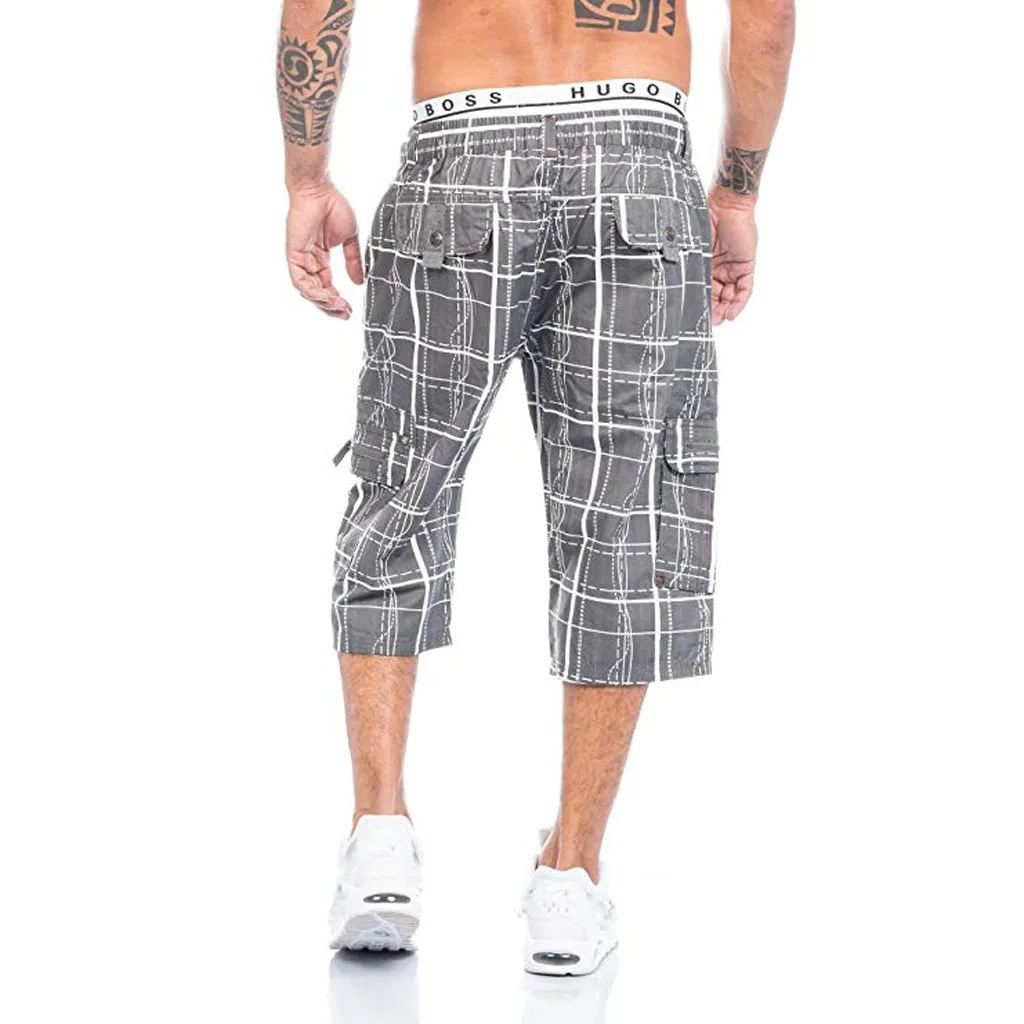 Удобные мужские летние клетчатые повседневные свободные штаны с карманами, уличная одежда в стиле хип-хоп, Мужская домашняя одежда, мужская Свободная одежда