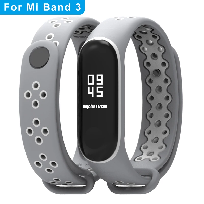 Mi4 3 Gray White Mi jobs mi Band 4 ремешок спортивный mi band 3 браслет для xiaomi mi band 3 ремешок Цветной силиконовый сменный - Цвет: Mi4 3 Gray White