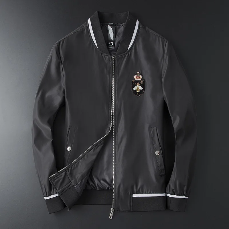 

New Men luxury Rib Sleeve Embroidered bee Crown Striped High couple Baseball Coats & Jackets Abstract digital coat Motor #N138