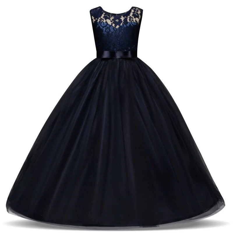Style 5 Dark Blue Торжественное элегантное кружевное платье для девочек-подростков Детские платья для девочек, платье для свадебной вечеринки длинное платье для выпускного вечера, жилет платье с поясом для девочек 14 лет - Цвет: Style 5 Dark Blue