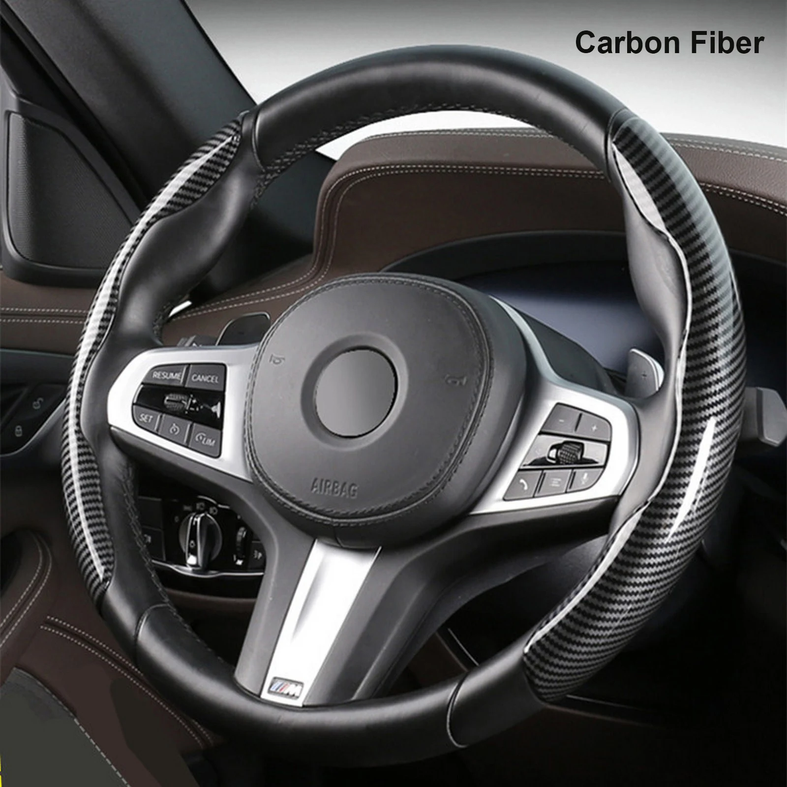 2PCS Universal Auto Lenkrad Abdeckung Carbon Faser Auto Lenkrad Fall  Booster Nicht-Slip Grip Griff Abdeckung - AliExpress