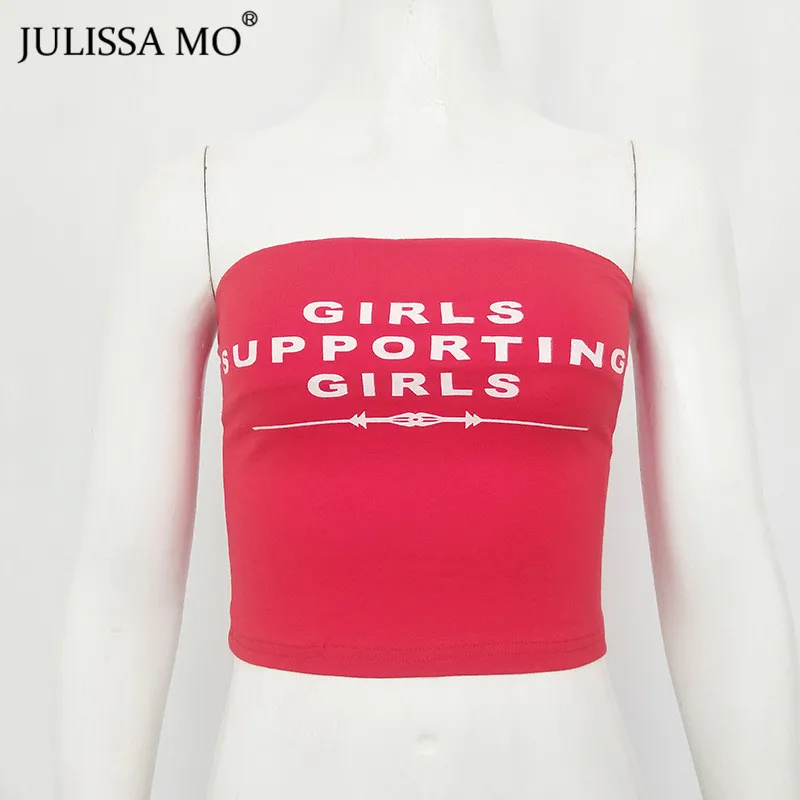 Julissa mo, Сексуальный Топ без бретелек с вышитыми буквами, женский летний укороченный топ с открытыми плечами, женский эластичный бюстье, укороченный топ