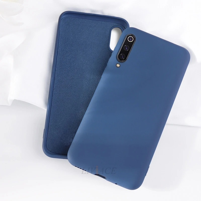 original liquid silicone phone case for xiaomi mi 9 se lite pro a3 xiomi soft back cover case for xiaomi mi9 9se xiaomi9 fundas - Color: Navy