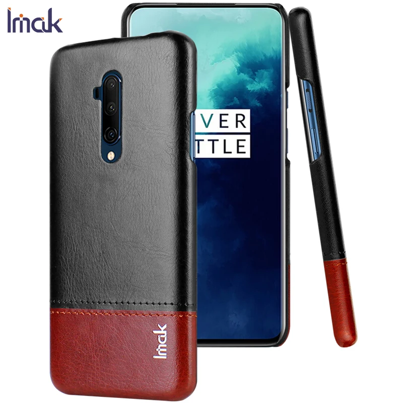 Imak Роскошный Ruiyi чехол s для One plus 7T Oneplus 7T Pro Чехол тонкая задняя крышка чехол для телефона жесткий ПУ ПК бизнес защита чехлы - Цвет: black and brown