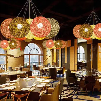 

HiMISS Round Concise Hand-woven Rattan Vine Ball Pendant Lampshade Light Lamp Shades Light Accessories