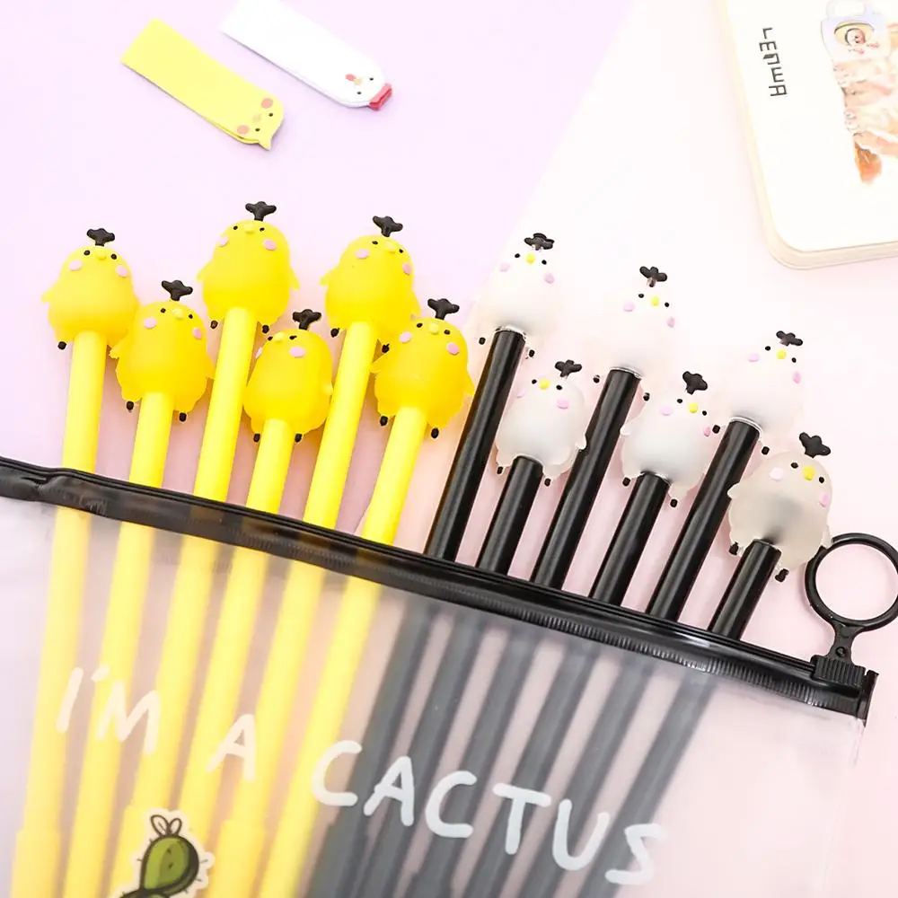 

12pcs Cute Jelly Chicken Ink Gel Pen Kawaii Signature Office School Supply Accessories Funny Kawai Stationery Writing Stationary