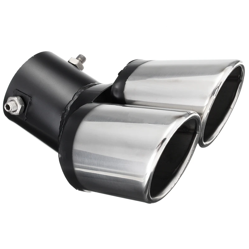 2Pcs Universal Car Decoration Chrome Tail Pipe Stainless Steel Curved Dual-Outlet Exhaust Trim Muffler for BMW Ben | Автомобили и