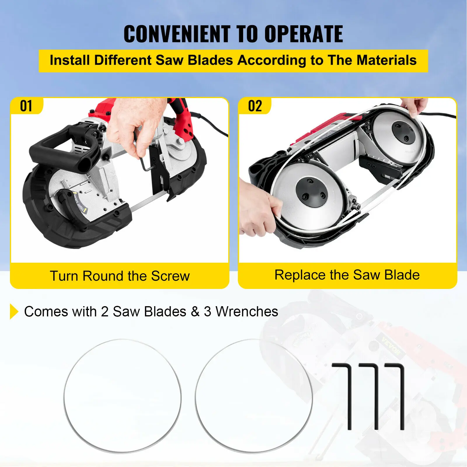 VEVOR Sierra de Cinta con Mesa 2,5A 0 ° ~ 45 ° Madera Sierra Cinta  Eléctrica 150mm 229mm 1511mm Sierra de Cinta para Madera Aluminio Fundido  para