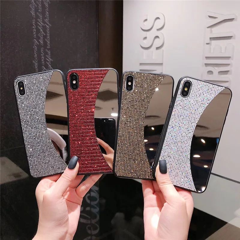 

Luxury Bling Back Phone Case For iPhone 6 6S 7 8 Plus Fashion Mirror Diamond Designer Case For iPhone XS Max XR XS