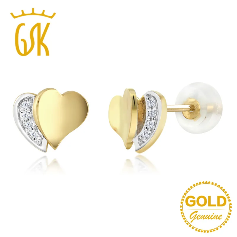 GemStoneKing 10K желтое золото ювелирные изделия натуральный алмаз в форме сердца
