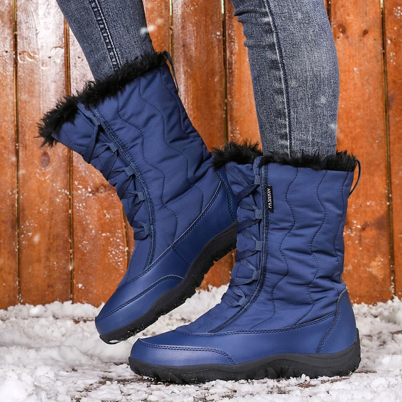 WWKK/женские ботинки; теплые зимние ботинки на меху; модная женская обувь; ботильоны на платформе; водонепроницаемые зимние ботинки; нескользящая женская обувь