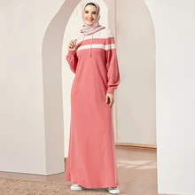 Siskakia, вязаное длинное платье с капюшоном, модное, в полоску, цвет блока, макси, свитер, платья, Осень-зима, для прогулок, бега, одежда розового цвета