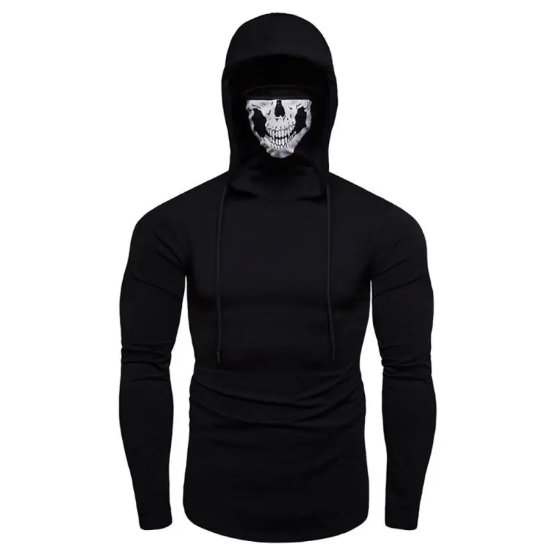 

Mens Mask Skull Hoodies Sweatshirt Men's Moletom Mask Pullover Tops Loose Hooded Sweatshirt Tops