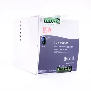 Оригинал Mean Well TDR-960-24 meanwell DC 24 В 40 А 960 Вт трехфазный Промышленный DIN-рейка с источником питания с функцией PFC